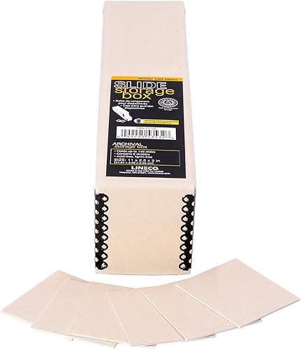 Lineco Caja de almacenamiento de archivos con 6 divisores deslizantes sin ácidos, estuche de almacenamiento de archivos de impresión marrón, ideal