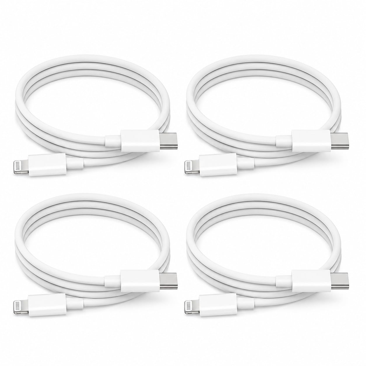 ENCASED USB-C to Lightning Fast Charger Cables, High-Speed Type-C Sync and Charging Cord with 15,000+ Bend Lifespan for Smartphones, Tablets, and Mobile Devices - 3ft (4 Pack)