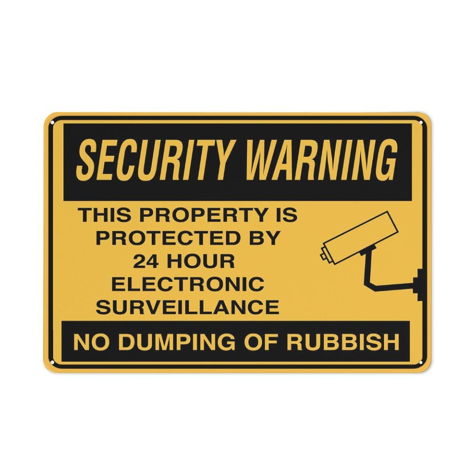 Security Warning No Dumping Of Rubbish Sign Signs Outdoor, Uv Printed Aluminum 12 X 8 In, Weatherproof And Security Signs For Home Or Business