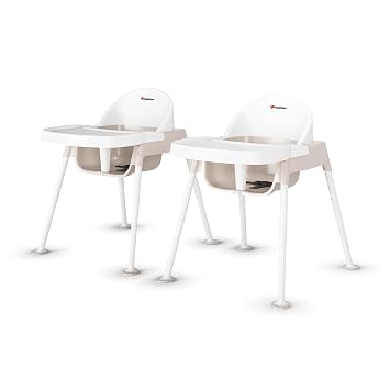 Foundations Secure Sitter 7-13" Adjustable Height Feeding Chair, 3 Pack | 7-13" Seat Height, Stable No Tip Feet, 3-Point Adjustable Harness, Removable Tray, Easy to Clean, Smooth Plastic, White/Tan