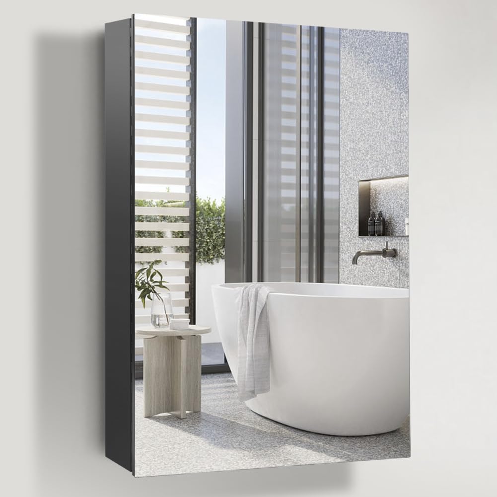 Amazon.com: Movo 19.7 Inch x 27.6 Inch Black Medicine Cabinet with 