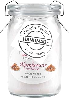 Candle Factory Baby Jumbo Scented Candle Made of Vegetable Stearin in Heat-Resistant Glass by Weck®, up to 20 Hours Burning Time, Scent: Alpine Herbs