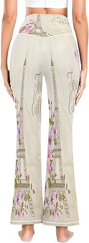 Miniatura 3 de Zathe Eiffel Tower Simbol Spring Blooming Flowers Leg Yoga Pants Lightweight Womens Flare Leggings for Excercise Gym S