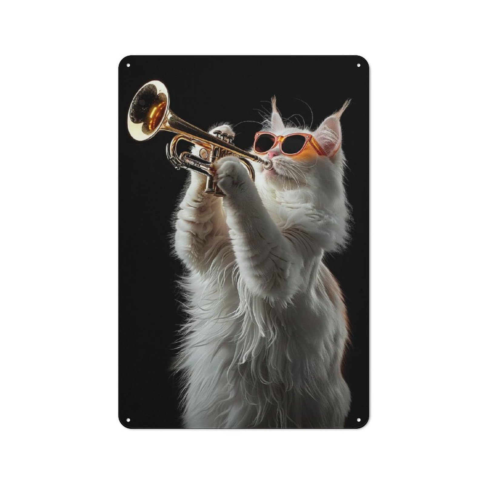 Junmoney Turkish Angora Trumpet Tin Wall Plaque 30X20cm With For Hobby Room Or Studio, For Home Interiors, Feature Walls And Decorative Displays