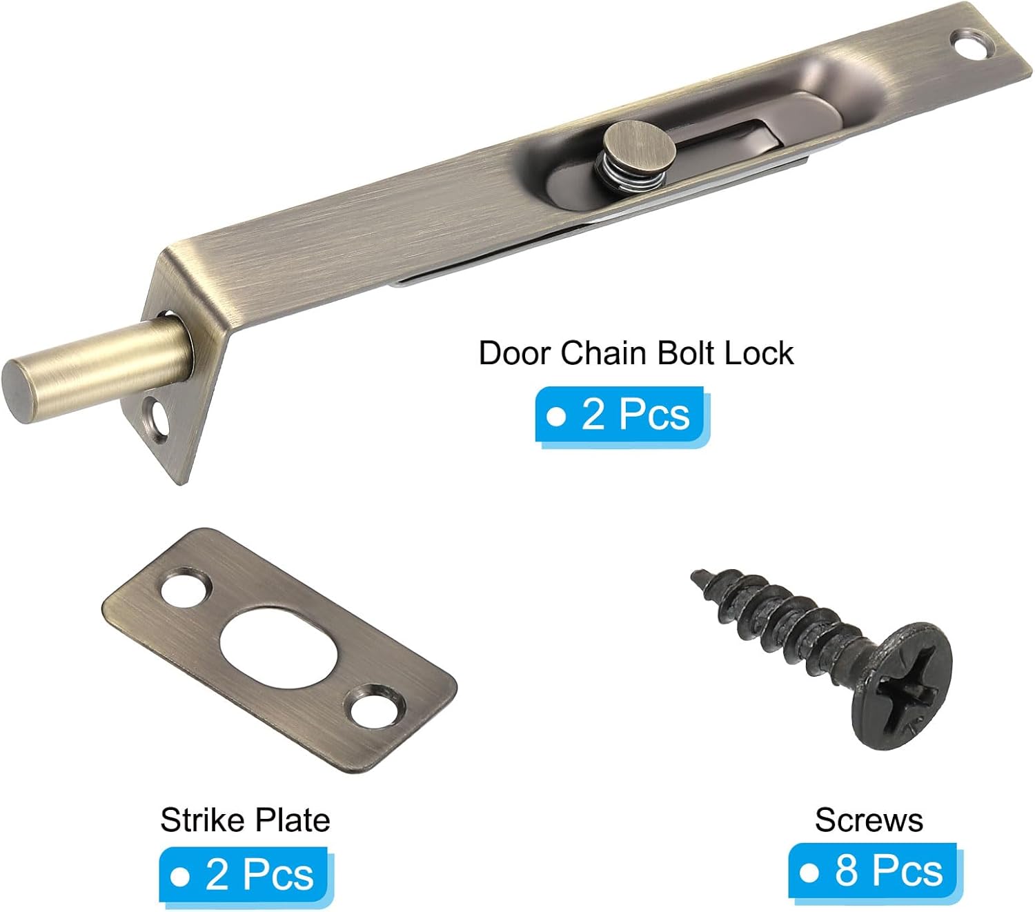 PATIKIL Flush Bolt 6" x 0.71", 2 Pcs Stainless Steel French Door Lock Concealed Slide Double Door Latch for Wood Composite Double Door, Bronze