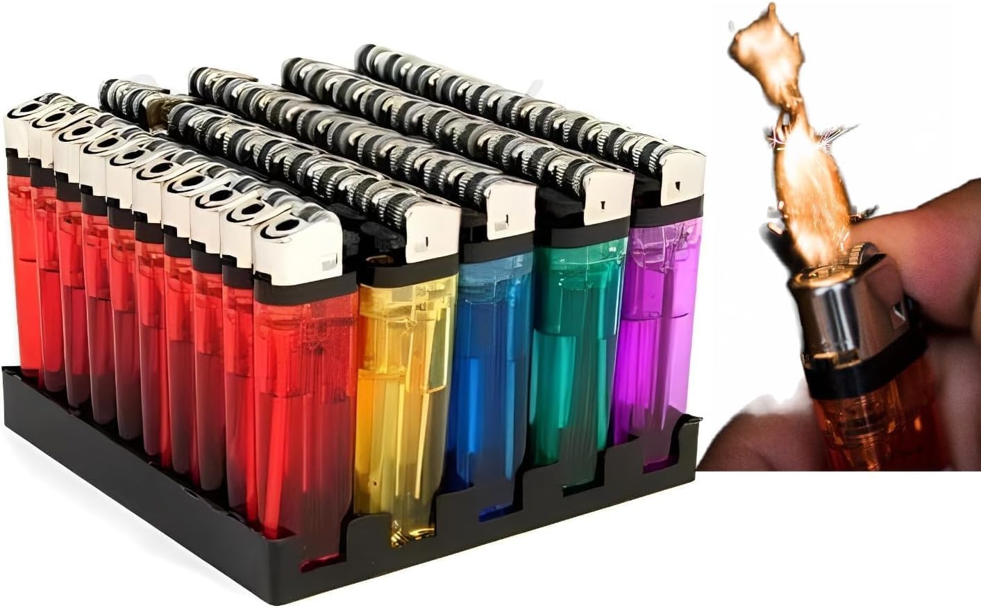 ezkart Pack of 25 Multipack Assorted Colour Disposable Lighters