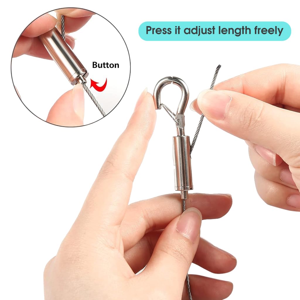 HASTHIP 2Pcs Picture Hanging Hooks with 1m Adjustable Wire Under 50kg — Amazon image 3