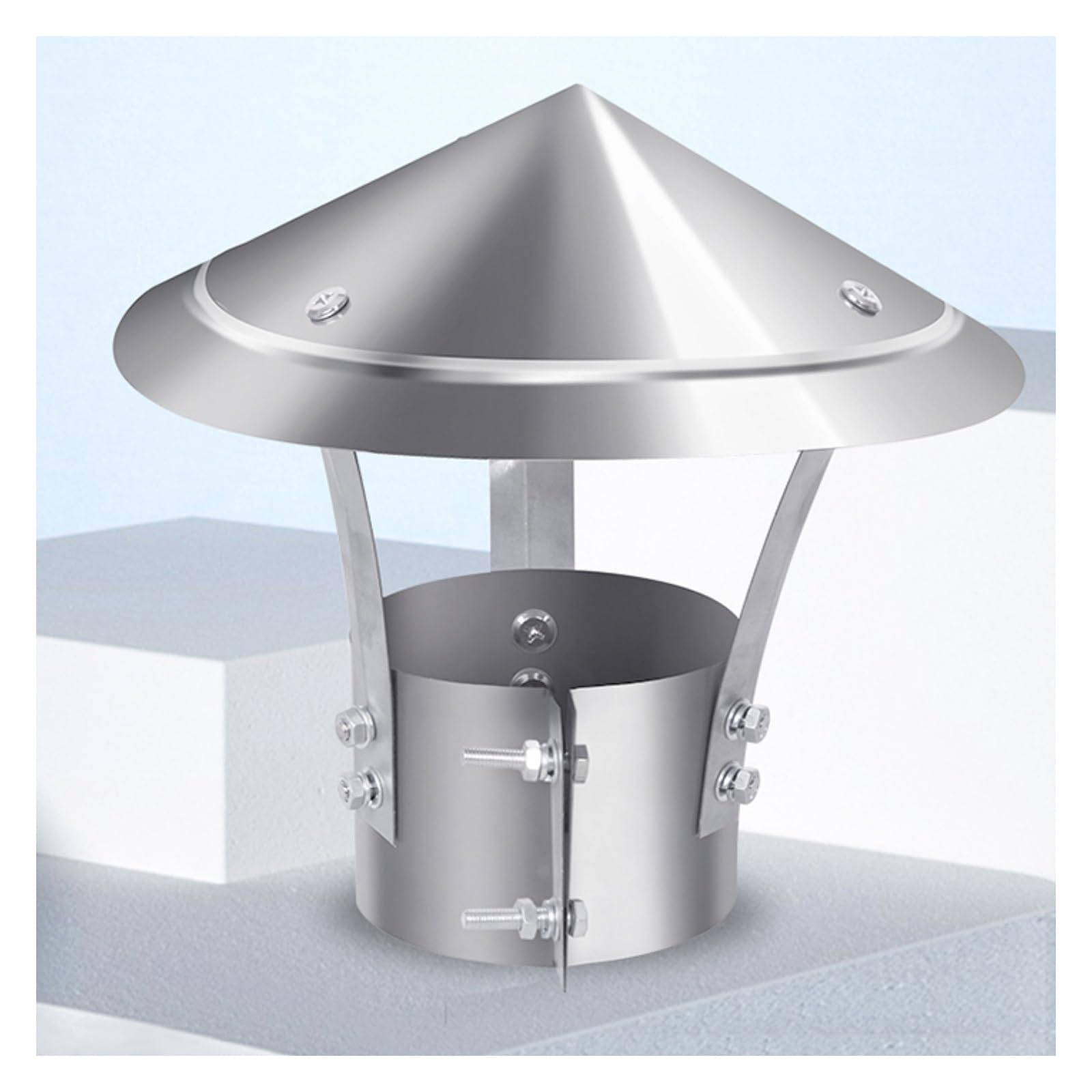 Comignolo Conico zincato - Copertura Rotonda per sfiato di Scarico, Protezione Isolante per Tubi, Protezione da Pioggia e Neve, Cappuccio per Tetto Resistente (Dimensioni: D26 cm/10,24 polli
