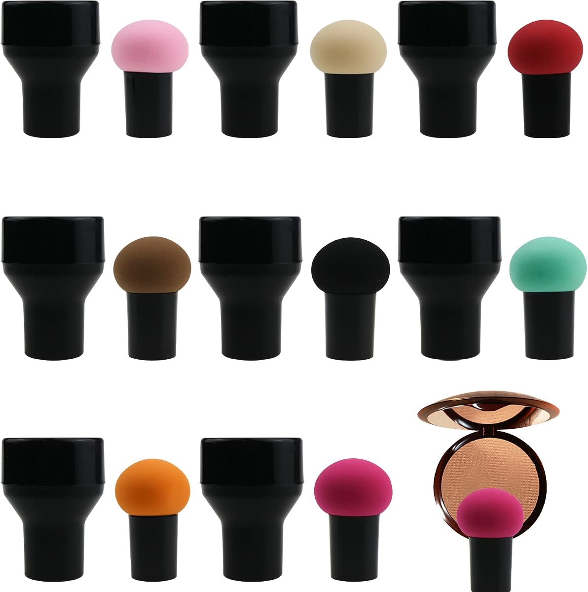 8 PACK Mushroom Makeup Sponges with Handle for Foundation Head Makeup Brush for Women Girls