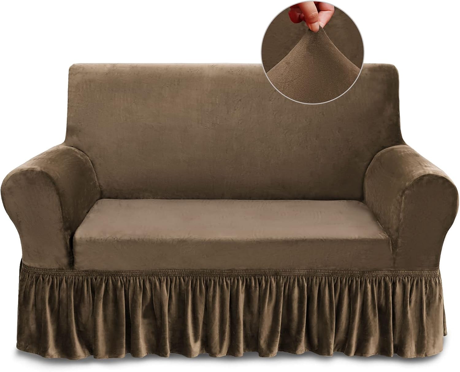 NICEEC Loveseat Cover Super Soft 1Piece Brown Slipcover