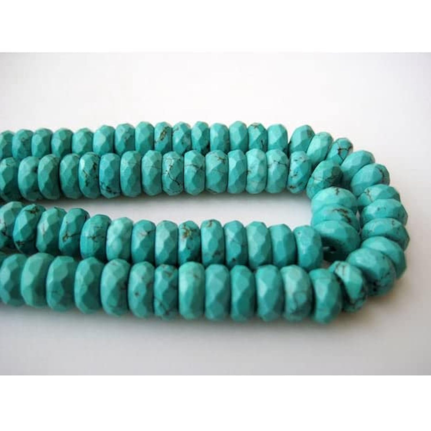 Perles turquoise chinoise 8mm rondelles facettées pour création de bijoux