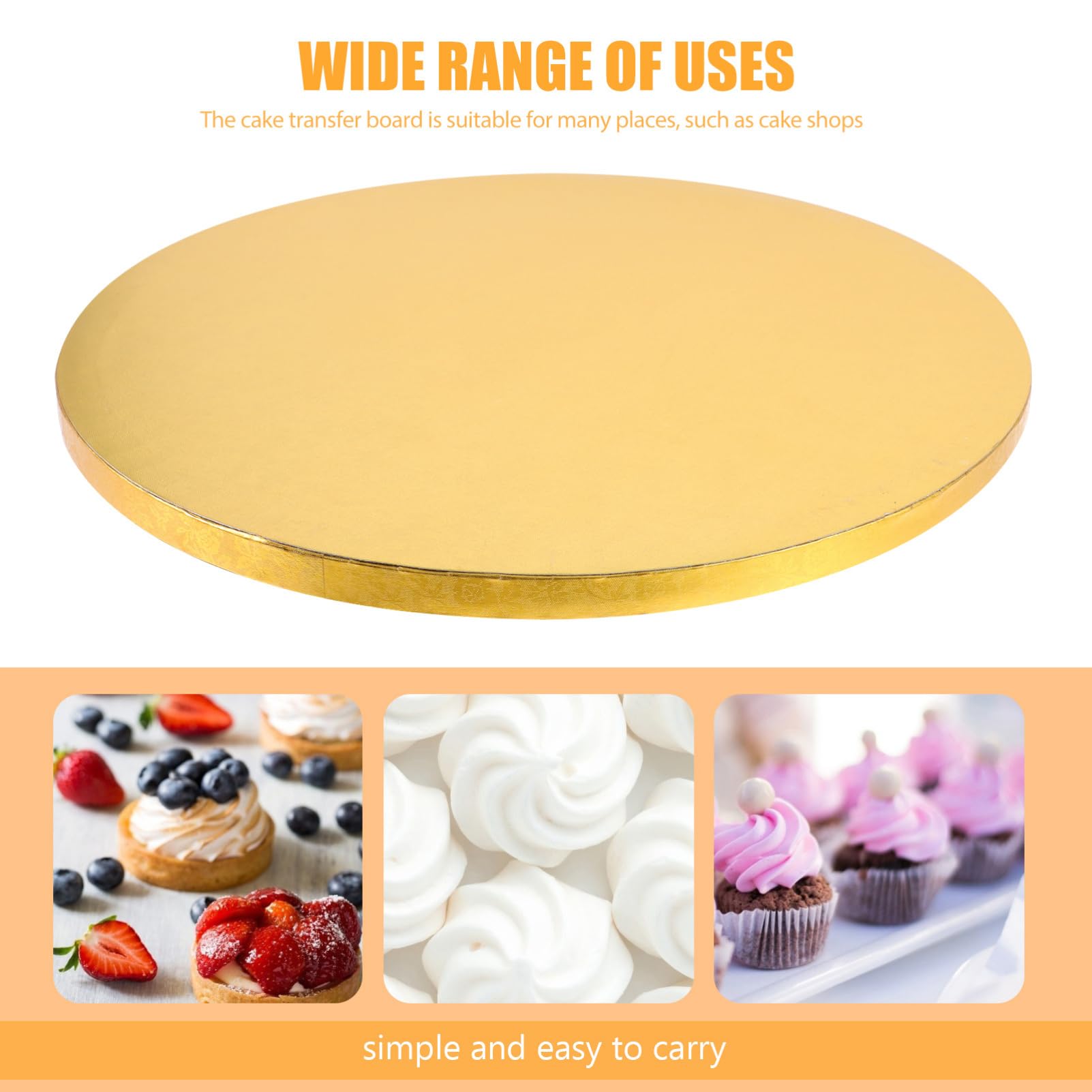ABOOFAN Cake Mover Cake Holder Convenient Greaseproof Cake Board Storage Tray Cake Turntable for Decorating Party Storing Wedding Cake Drum Floral Cake Transferring Corrugated Paper Golden
