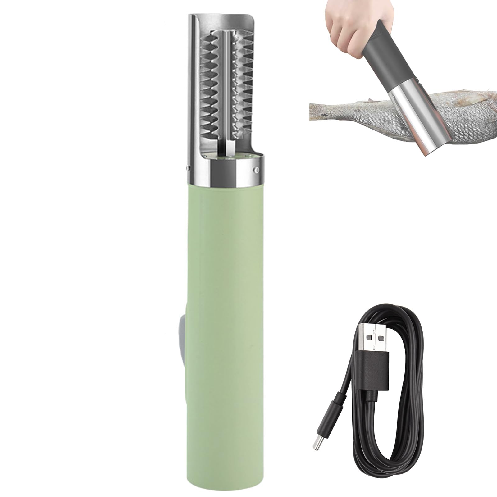 Spazzola elettrica per pesci, impermeabile, in acciaio inox, strumento di pulizia senza fili per cucina, frutti di mare e catering, motore potente