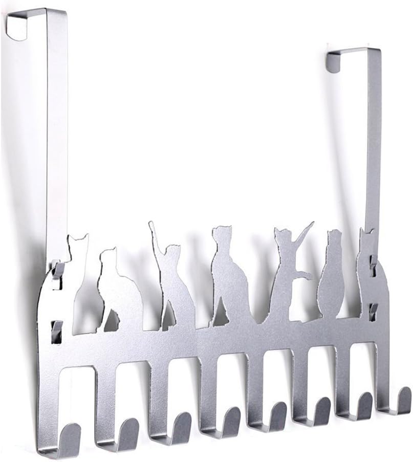 Wintek Over Door Hooks, Heavy-duty Organizer Hanger Rack for Coat, Towel -8 Hooks(Silver)