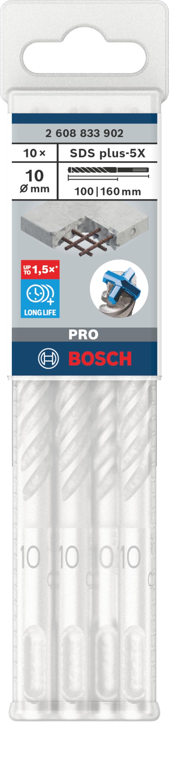 Bosch 10x Punta per martelli PRO SDS plus-5X
