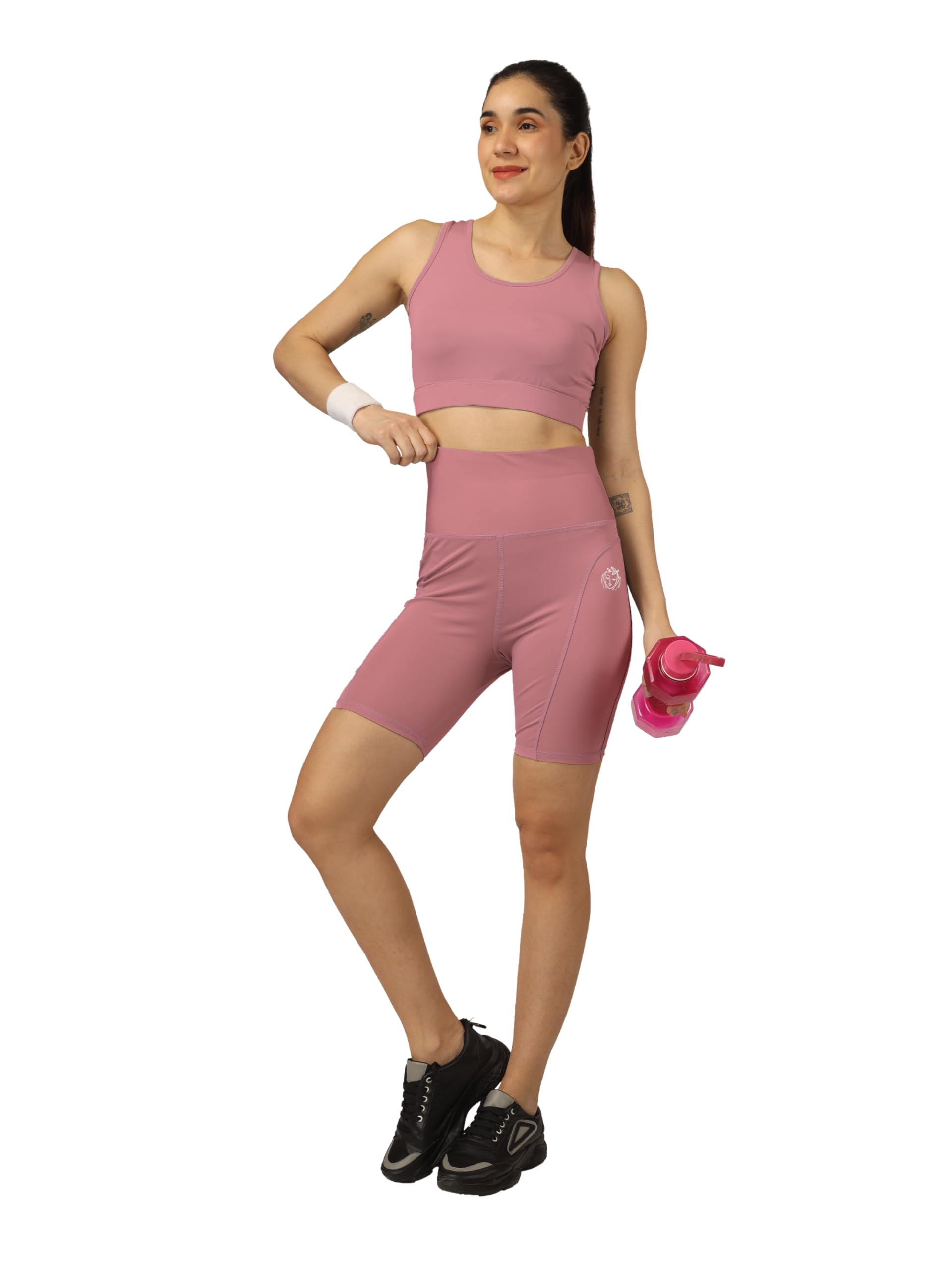 pinaak fashion Women’s High-Waist Sports Bra & Cycling Shorts Co-Ord Set, Stretchable Gym & Yoga Activewear, Quick Dry Workout Set with Side Pocket-picture-26
