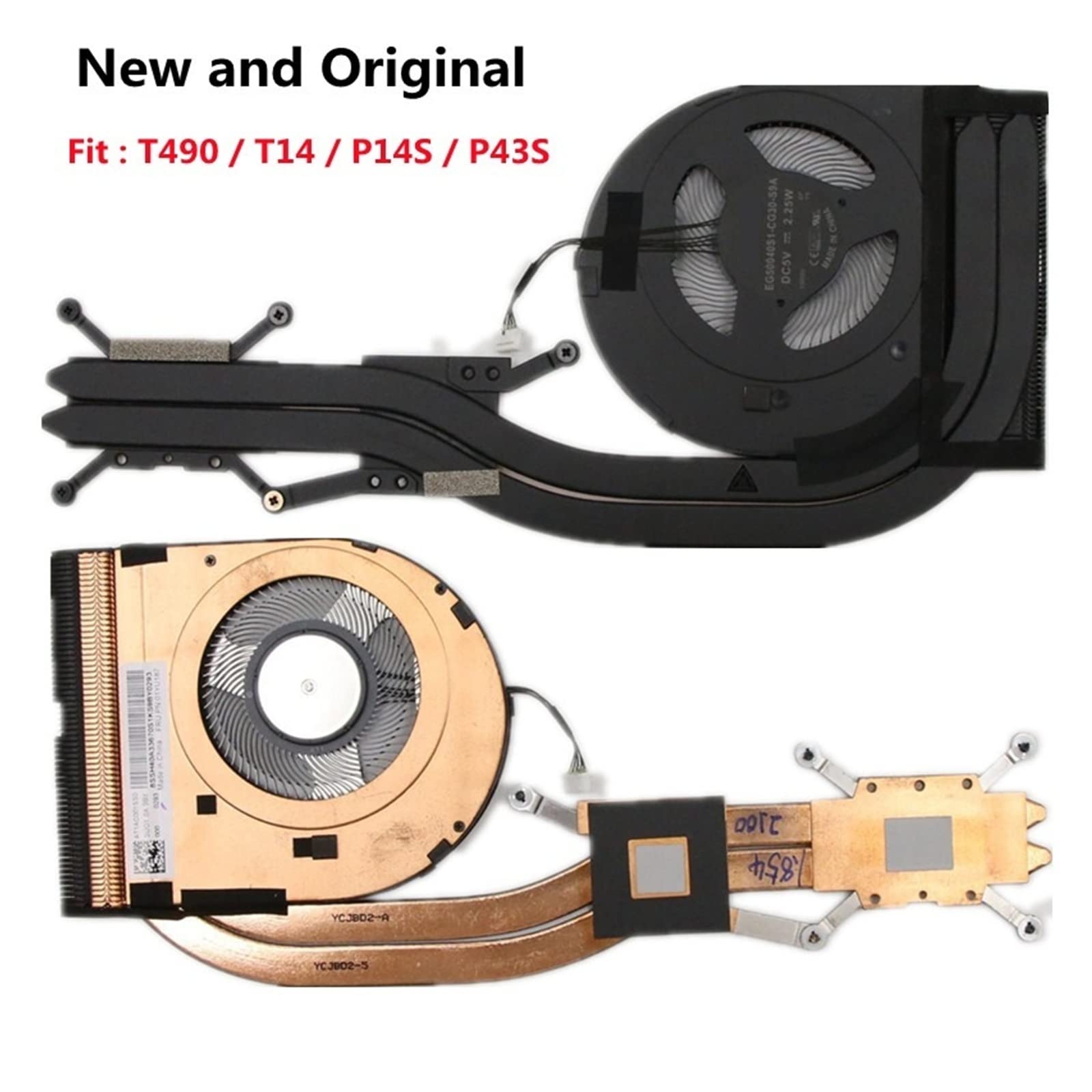 MAHIE Chłodnica procesora wentylator chłodzący radiator kompatybilny z Lenovo ThinkPad T490 T14 P43S P14S Gen1 Laptop 01YU186 01YU187 01YU188 Cheerfully (Color : SUNON FAN)