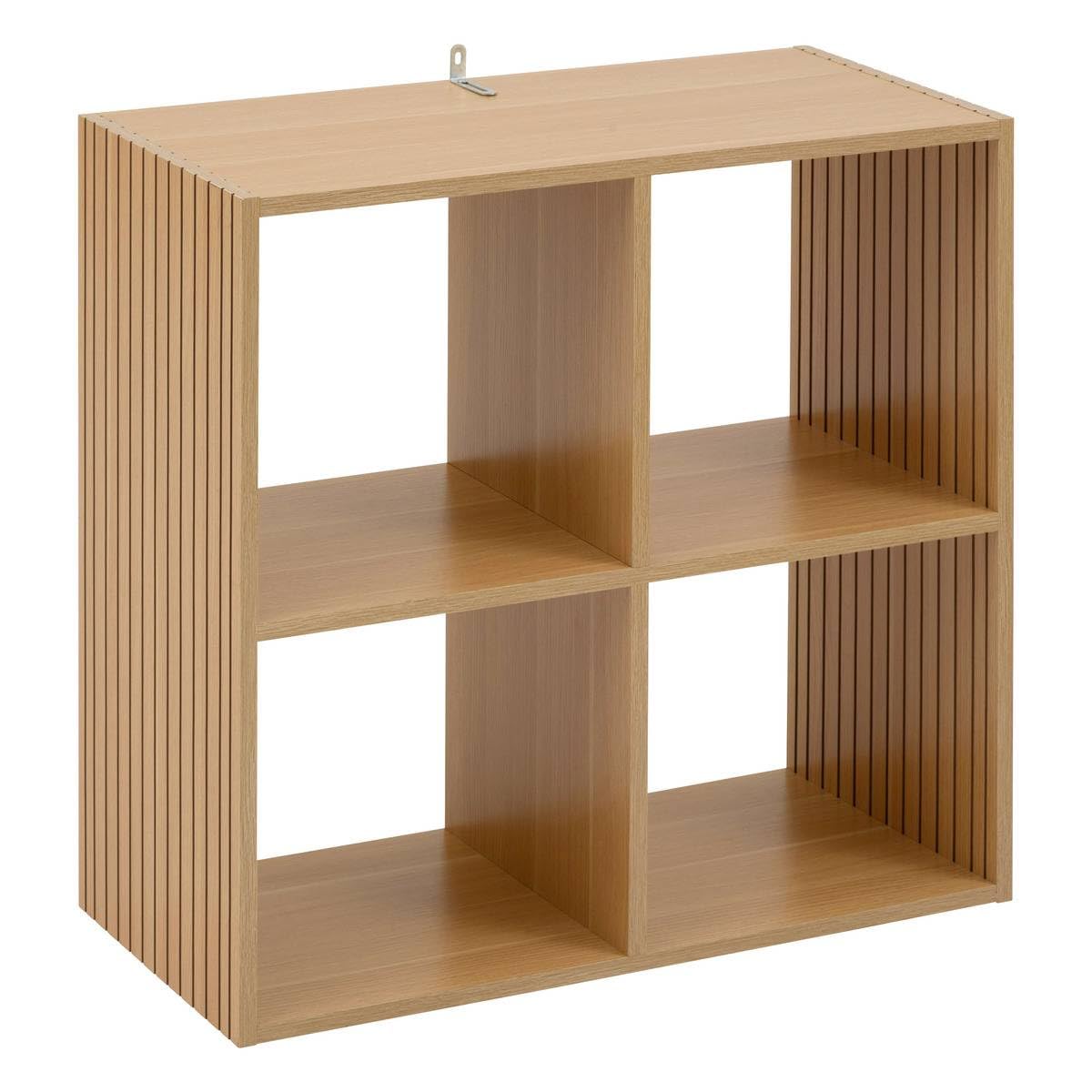 5five - Estantería Tasso de 4 compartimentos - Efecto madera natural - Forma cúbica - Almacenamiento práctico y práctico - Salón, oficina, dormitorio