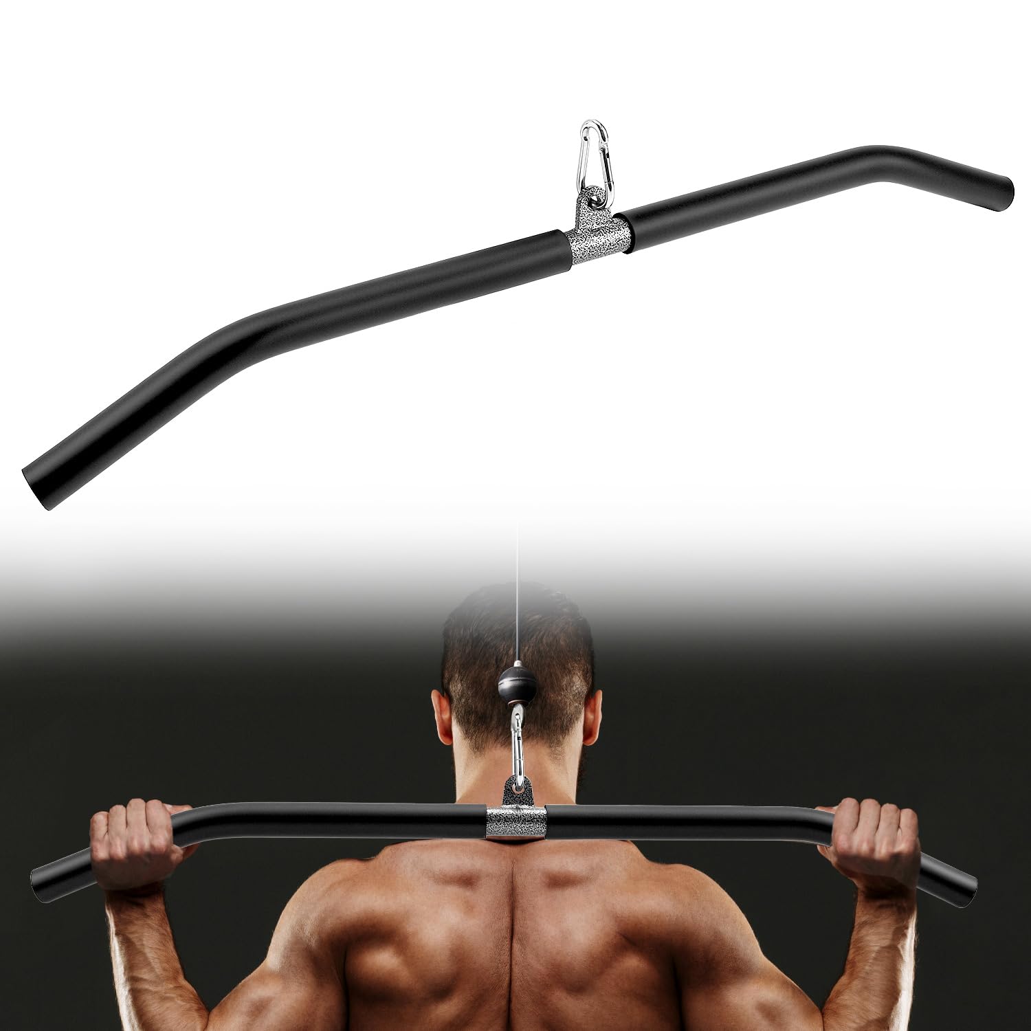 QWORK® 33in Lat Pull Down Bar, Fitness Lat Pulldown Bar, For Tricep Press And Upper Body Workout Strength Training