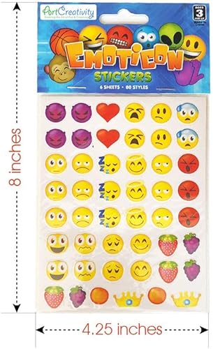 Miniatura 4 de ArtCreativity Calcomanías de emoticones surtidos para niños, paquete de 12 con 72 hojas y más de 3,000 calcomanías, juego de calcomanías de