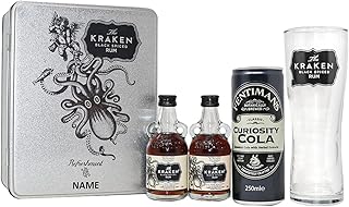 Kraken Rum Personalised Miniature Kraken Spiced Rum Tin Gift Set with Kraken Glass