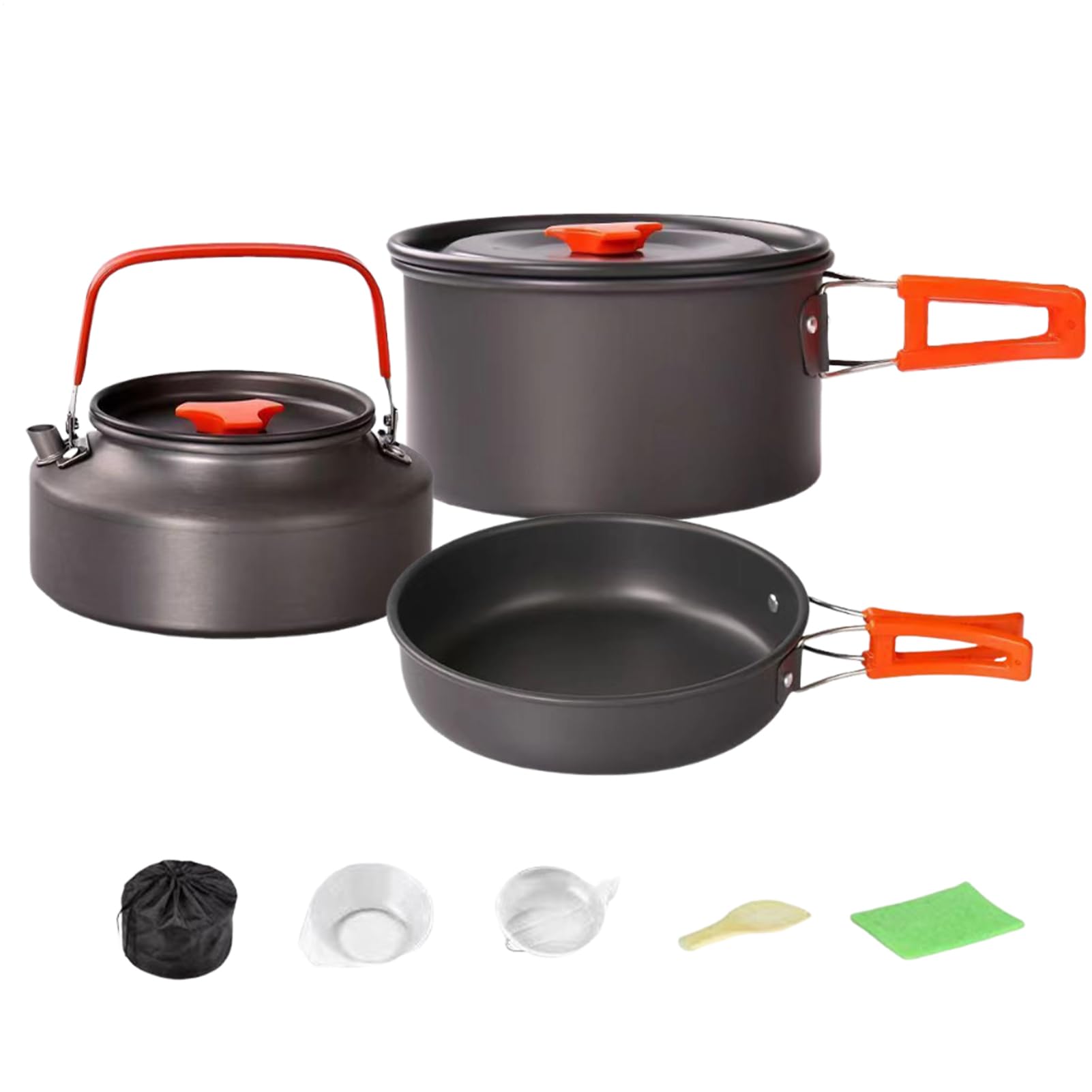 Camping Cookware 3-częściowy zestaw, przenośna patelnia do garnków i garnków, idealny do aktywności na świeżym powietrzu, wędrówek, podróży RV do spania Survival Tailgating and Picnic Cooking, świetny