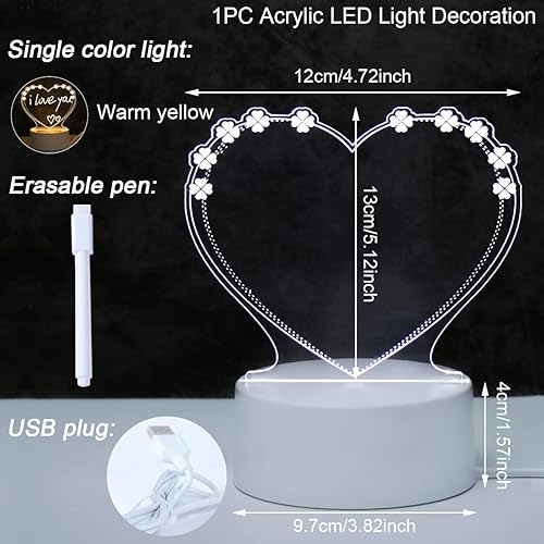 Miniatura 3 de Pizarra blanca LED de escritorio con soporte, tablero de notas acrílico transparente que emite luz, mensaje borrable, pequeña pizarra blanca para