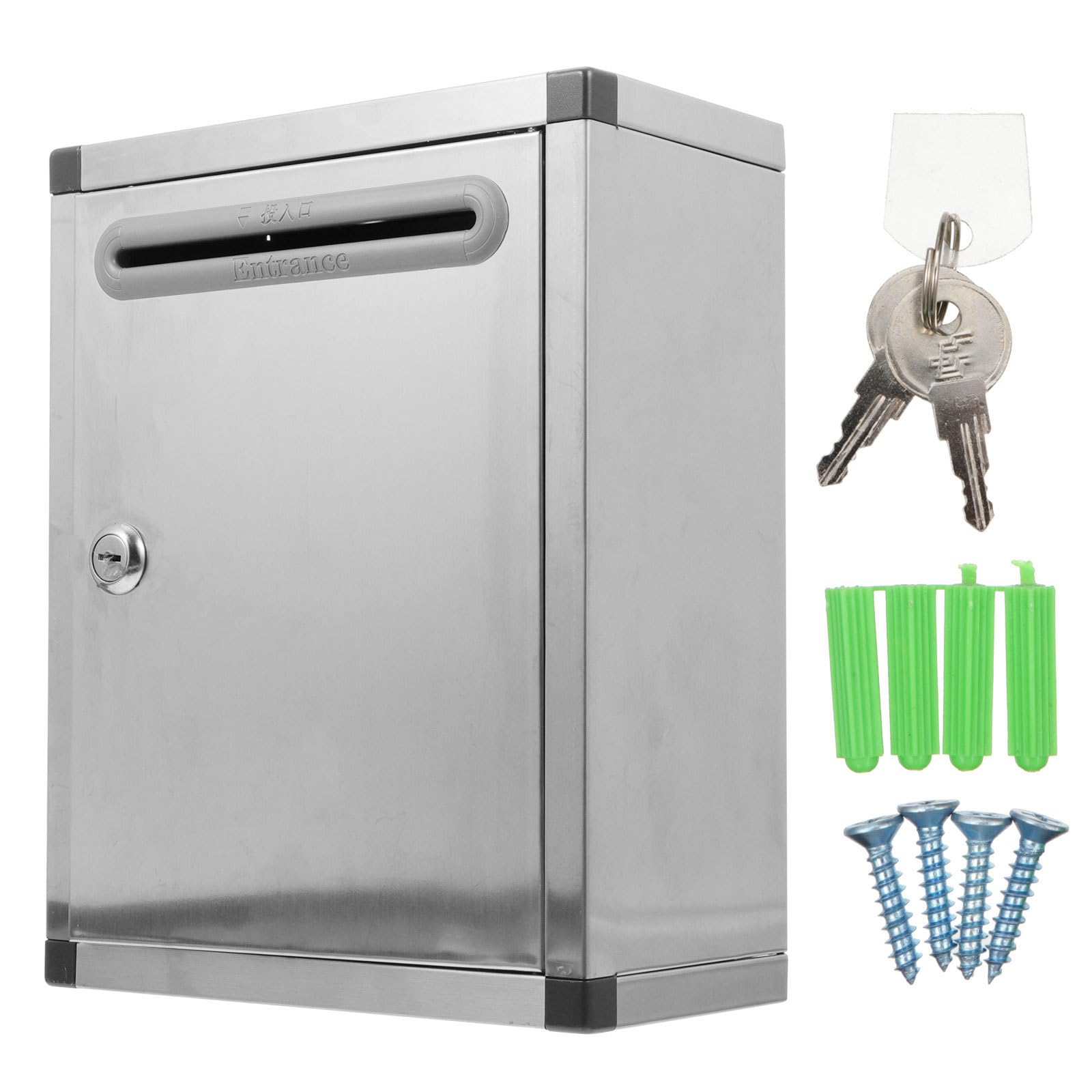 Buzón de Acero Inoxidable para Pared con Cerradura, Resistente para Exteriores, Esquinas Redondeadas y Protección Antirrobo para Cartas Color Aleatorio