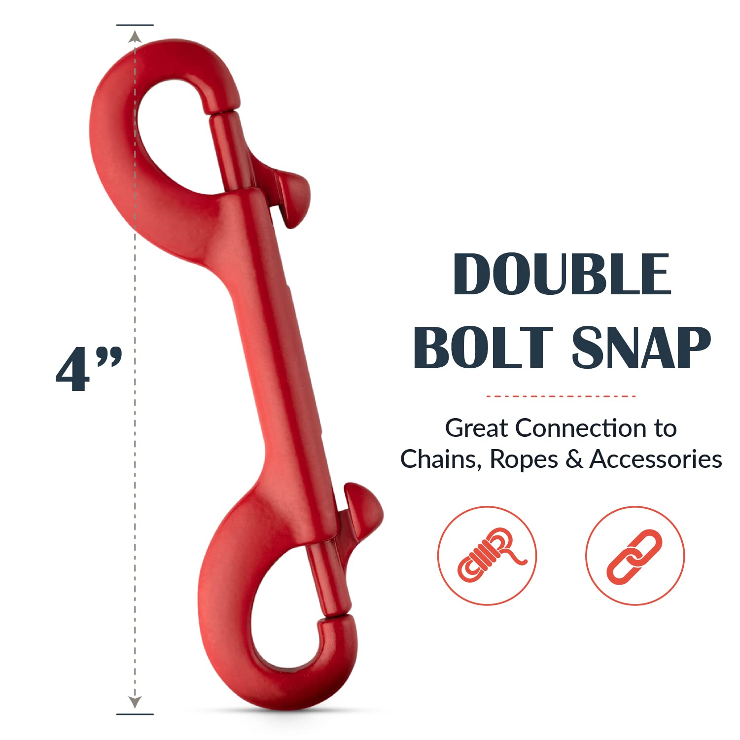 Flourish Pets - Stainless Steel, Multipurpose, Double Sided Bolt Snap Hook (Red, 4 pack)