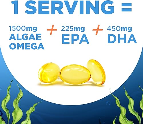Miniatura 4 de Algae Omega 3 1,500 mg - Suplemento vegano con Omega 3 patentado Life's - Alta dosis de EPA y DHA - Mejor que el aceite de pescado - Apoya la salud