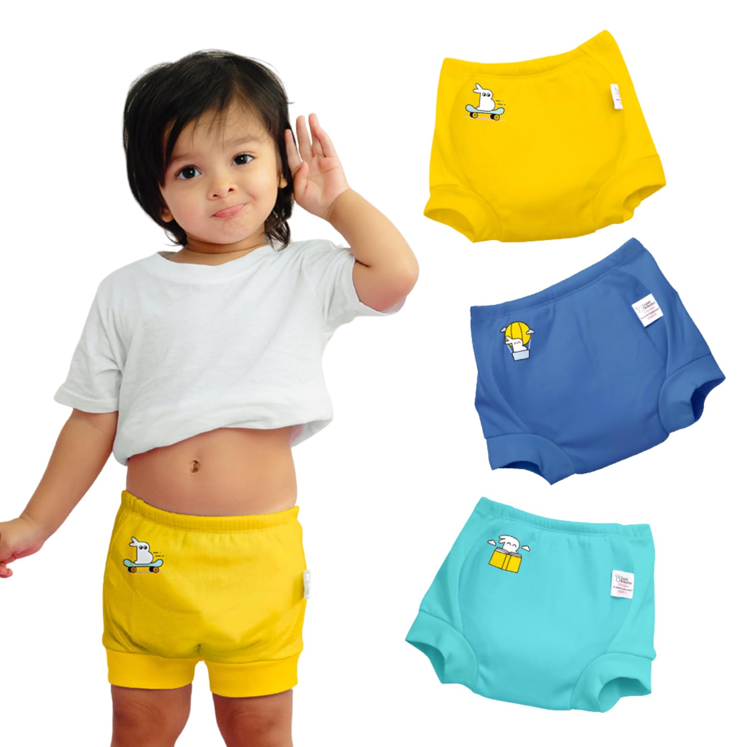 superbottoms Padded Underwear for Babies & Toddlers - 3 Layers Cotton Padding - Mess-Free Potty Training - Unisex Baby Padded Underwear - Lil Explorer’s Club - Pack of 3-image-40