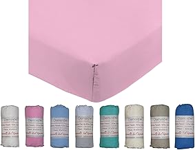 Flannelette Fitted Sheet with Corners Cotton Winter Plush, Single Colour, 90 x 200 cm, Pink