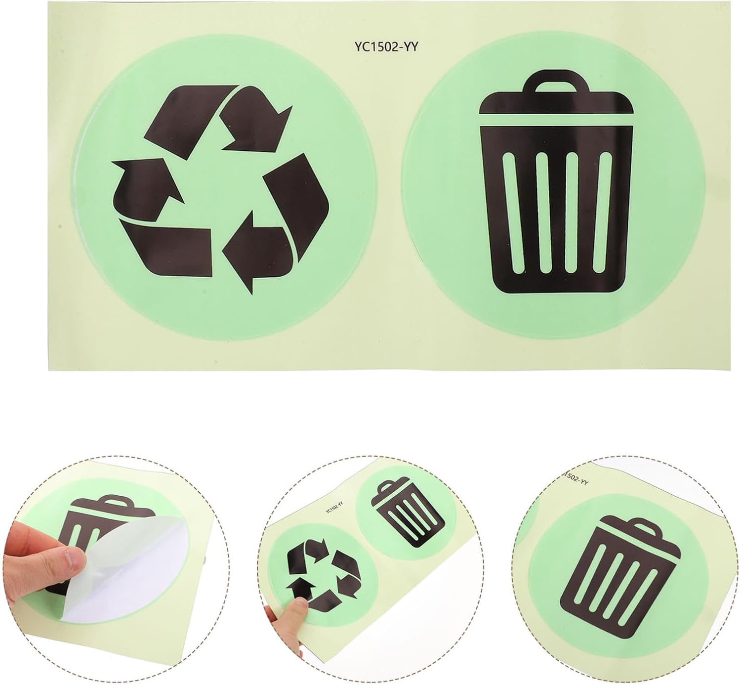 Garbage Can Sticker Dark Recycling Stickers PVC Material Easy to Apply for Kitchen Bathroom