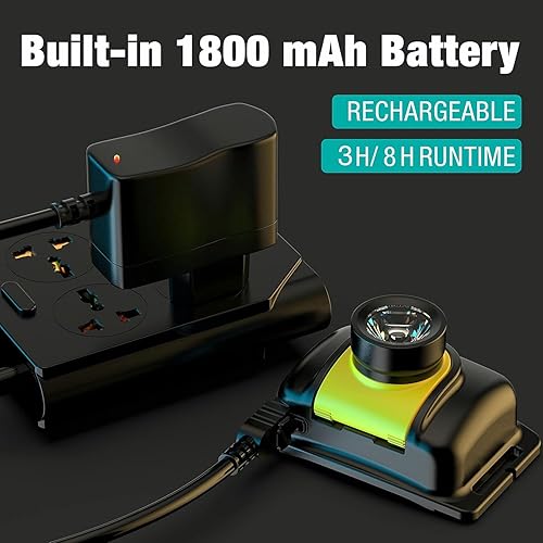 Miniatura 6 de Skywoods Linterna frontal de 500 lúmenes con recargable, impermeable IP65, 2 modos de luces para la cabeza para acampar, pescar, correr