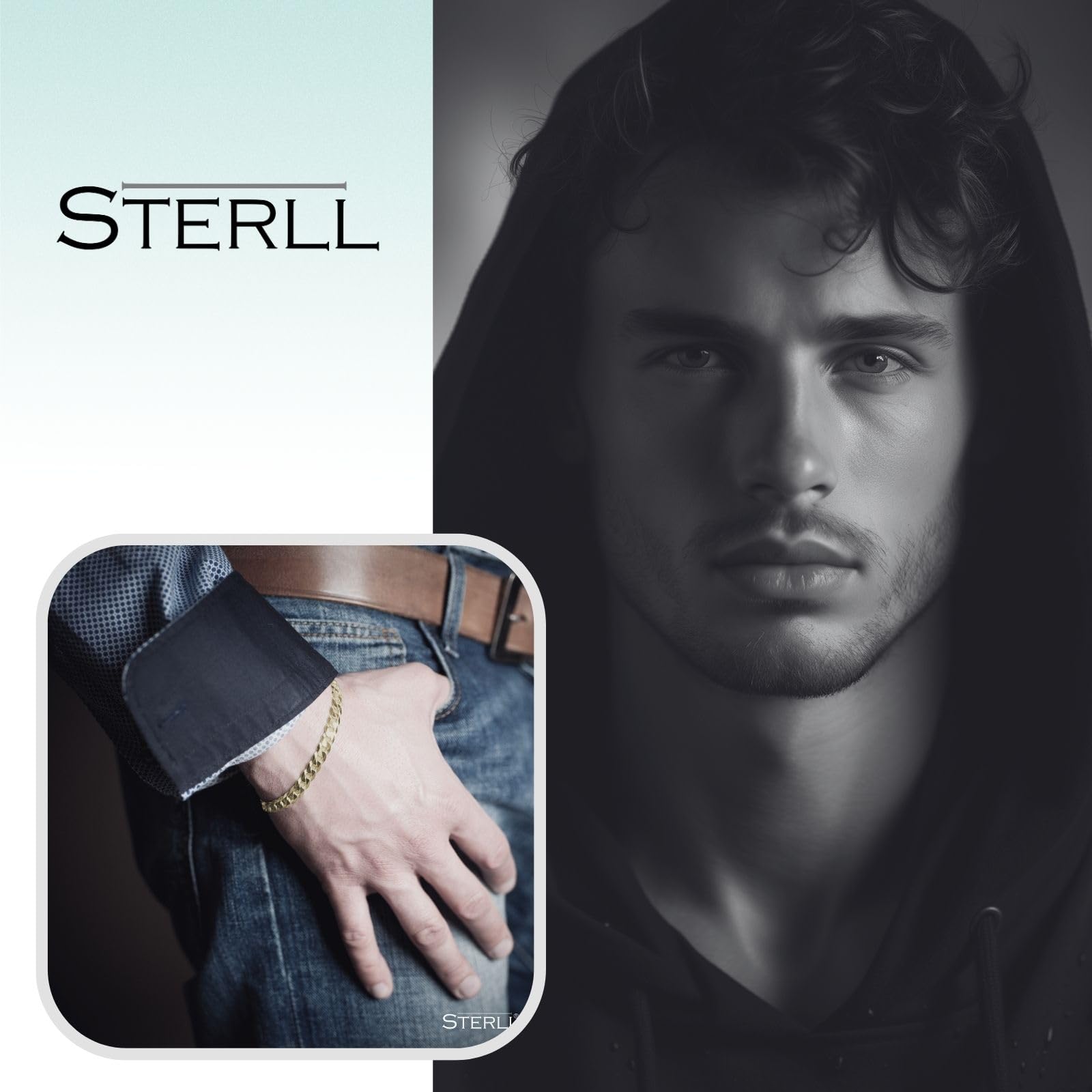 Pulsera para hombre chapada en oro de plata chapada en oro, embalaje ecológico, regalos para socios