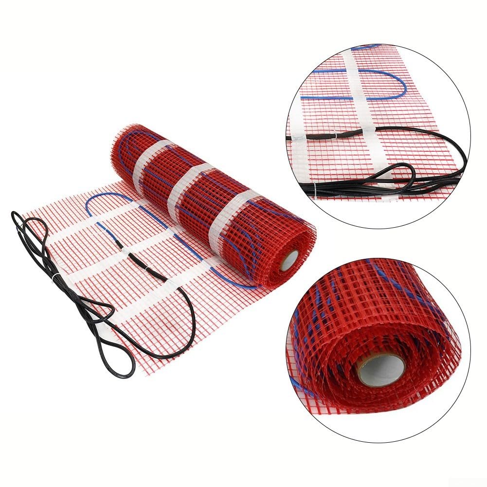 Calefacción tipo cable, almohadilla de calefacción de piso con termostato digital, kit de calefacción por suelo radiante eléctrico (50 cm x 3 m)
