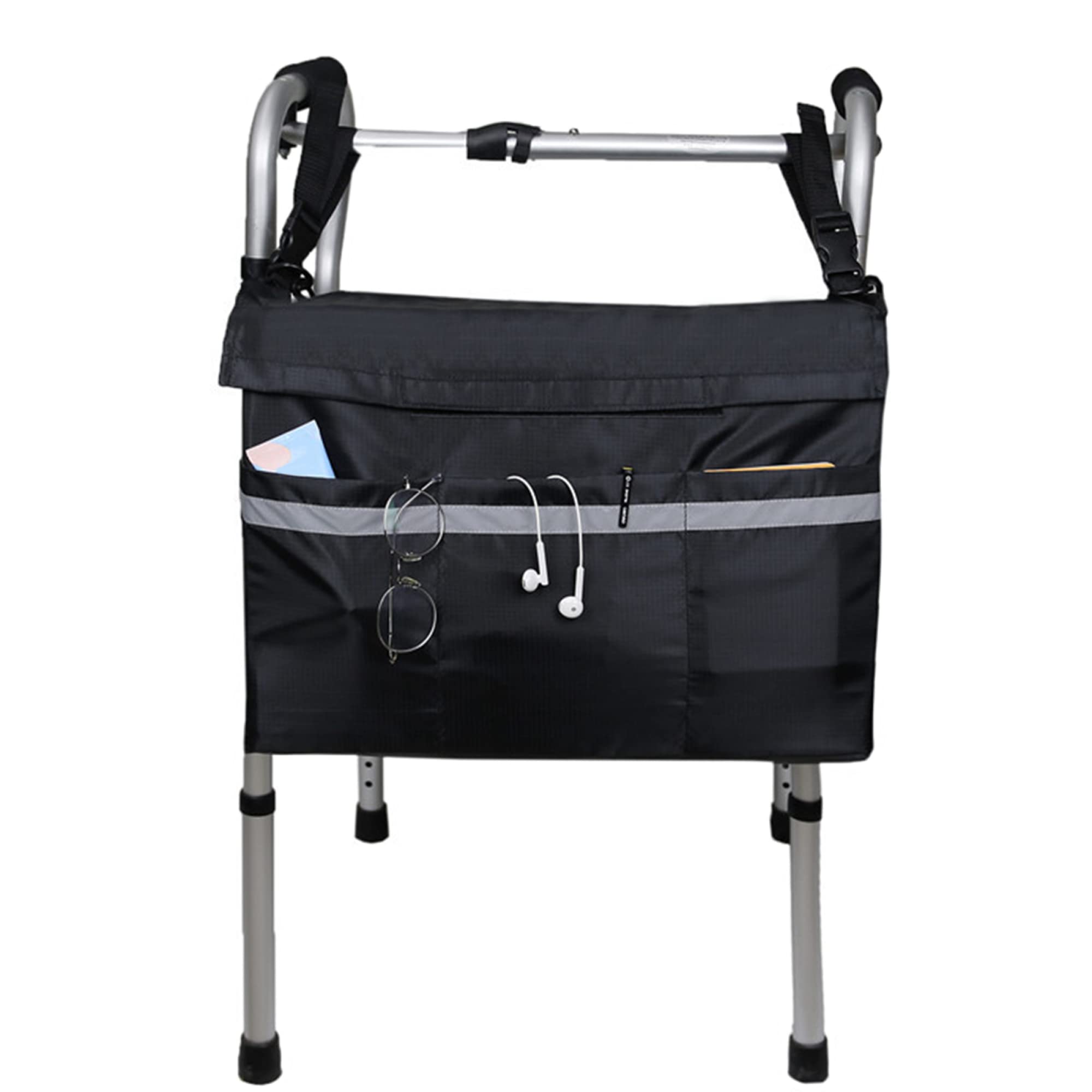 Organizador de Bolsas para andadores, Bolsa de Accesorios Impermeable con Tira Reflectante y Gran Capacidad Universal para andadores, Scooters o andadores con Ruedas