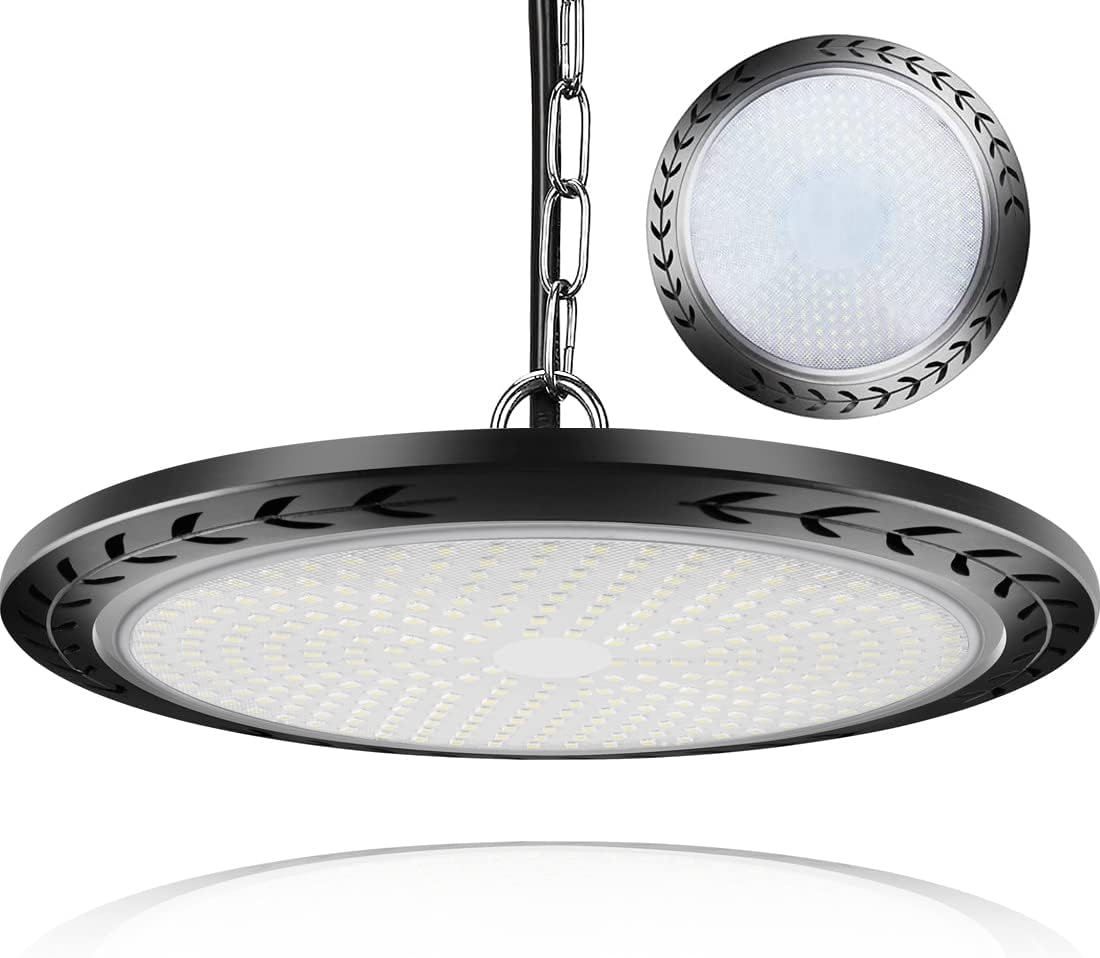 Limited Discount UFO LED High Bay Light 100W, 10000lm High Bay Led Shop Garage Lights 6500k Daylight IP65 Waterproof Workshop Commercial/Industrial Warehouse Barn Lighting Fixture with Safety Hanging Chain (1 Pack)