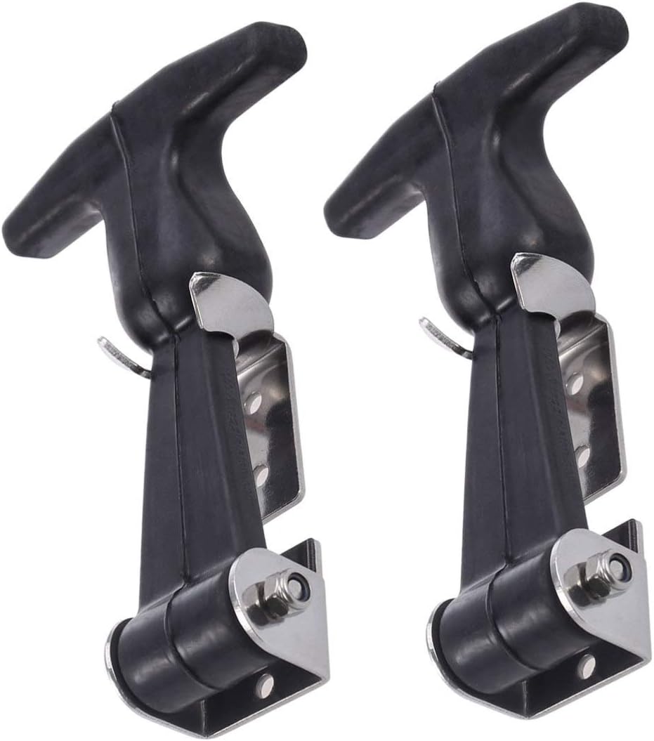 Rubber Draw Latch, Flexible T- Handle, Hasp with Stainless Steel Keeper Bracket for Cart and Tool Box Vehicle Engine 2PCS
