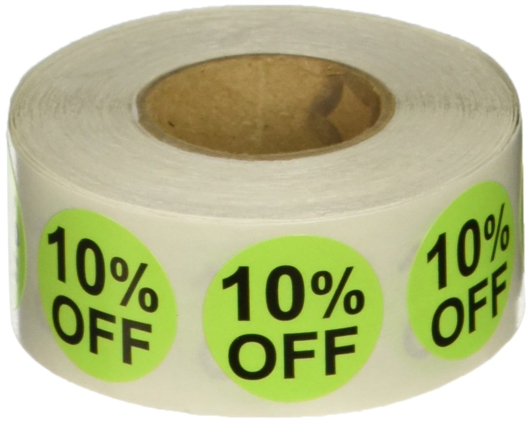 InStockLabels.com 10% Percent Off Stickers for Retail 0.75 Inch 500 Adhesive Labels