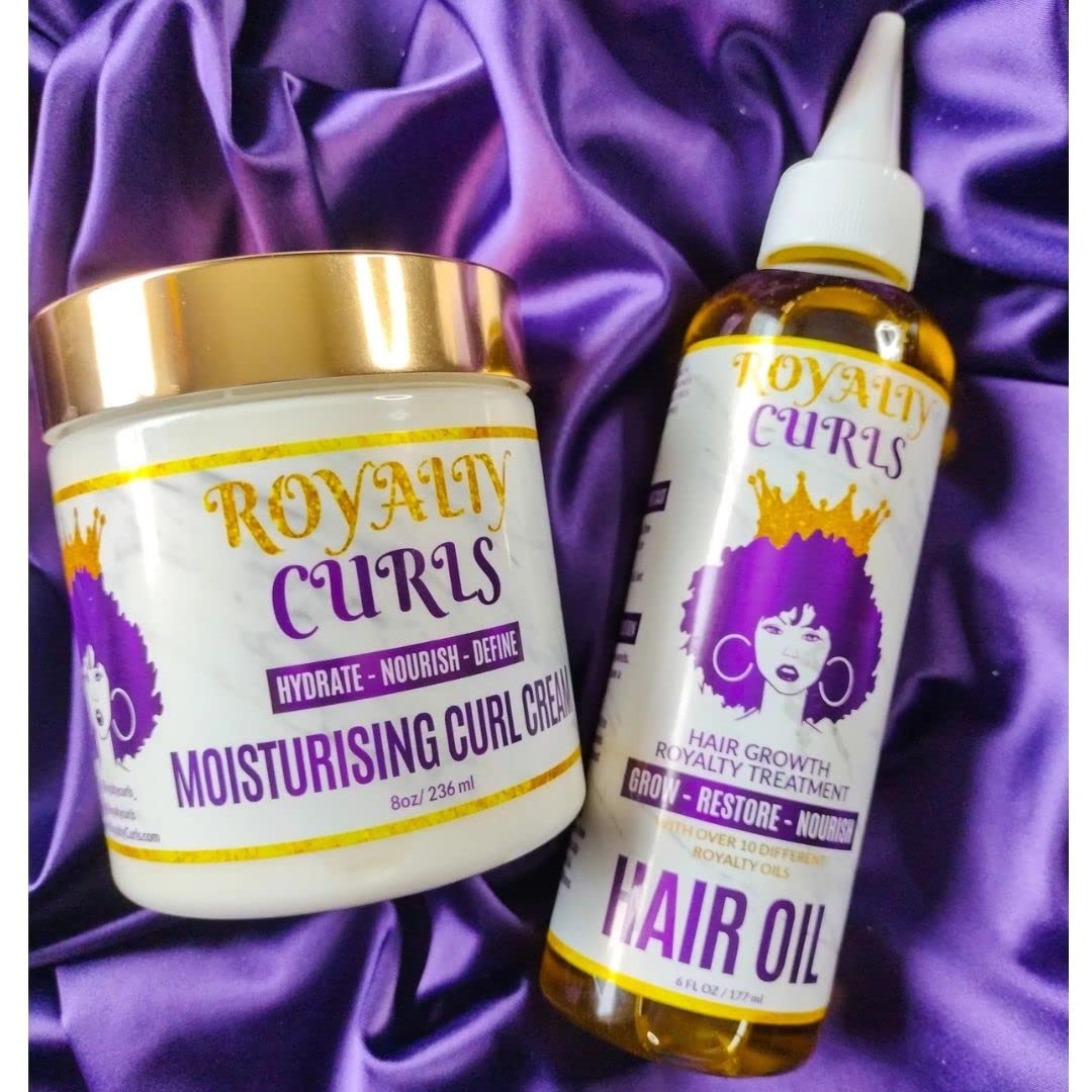 Royalty Curl Moisturizing Curl Cream + Hair Oil Bundle Beauty & Personal Care