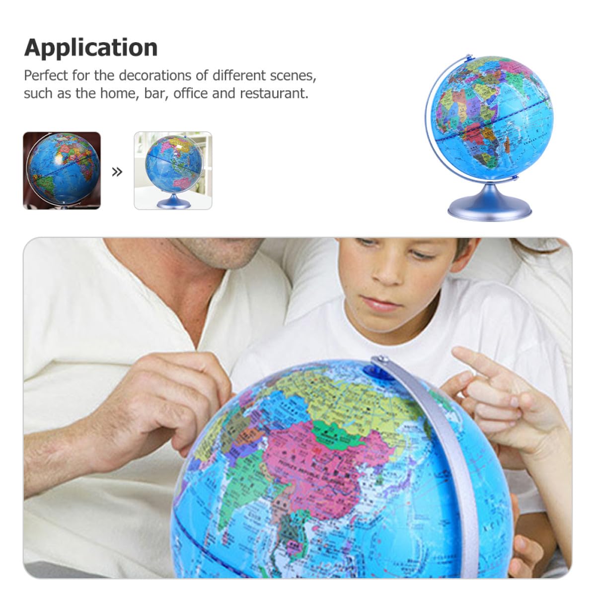 YARNOW Globo Didattico Rotante in Plastica Base Staccabile, Decorazione per Aula Scolastica e Scrivania Scuola, Strumento Educativo per Studenti