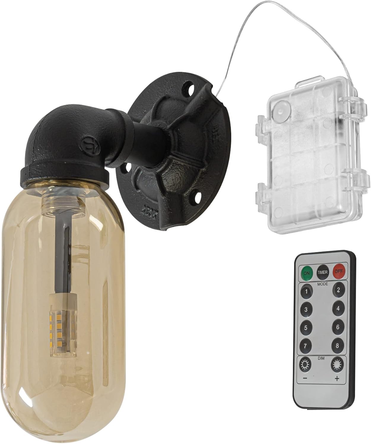 Battery-Powered Steampunk Table Lamp with Remote Control Stepless Dimming Smart Fairy Light G4 Amber Glass Wall Light Ambient Lighting 2700K Bar Decor Gift Bulb Included Party Camping