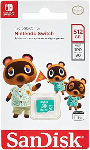 SanDisk microSDXC Memory Card 512GB Nintendo Switch Licensed Up to 100MB/s UHS I - Animal Crossing Edition