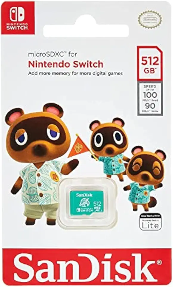 SanDisk Cartão microSDXC™ UHS-I de 512 GB para Nintendo Switch - 512 GB, leitura de 100 MB/s; gravação de 90 MB/s - SDSQXAO-512G-GN3ZN