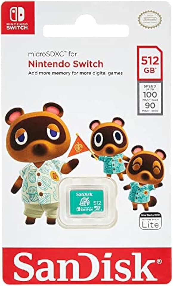 SanDisk Cartão microSDXC™ UHS-I de 512 GB para Nintendo Switch - 512 GB, leitura de 100 MB/s; gravação de 90 MB/s - SDSQXAO-512G-GN3ZN