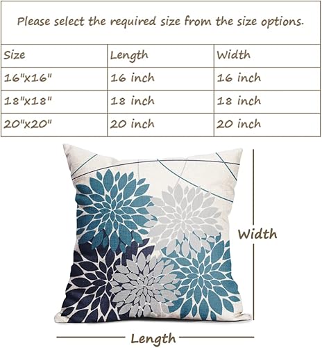Miniatura 4 de Juego de 2 fundas de almohada de 18 x 18 pulgadas con estampado de flores de dalia, decoración al aire libre, funda de lino para el hogar, sala de