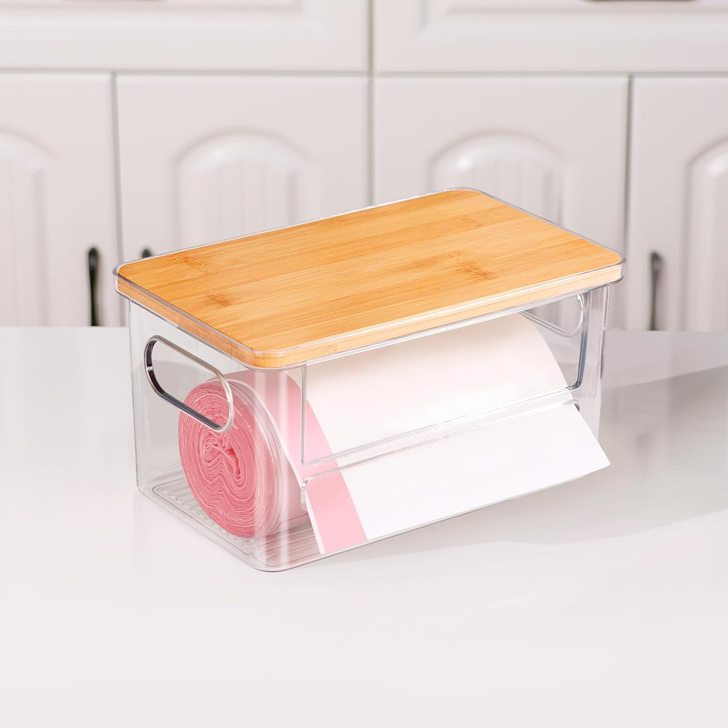 Trash Bag Holder Dispenser, Under Sink Organizer for Pantry, Kitchen