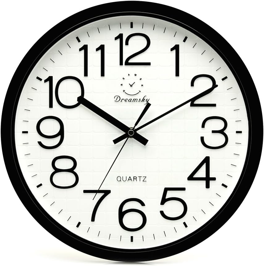 DreamSky 12.5 Inches Large Wall Clock, NonTicking Silent