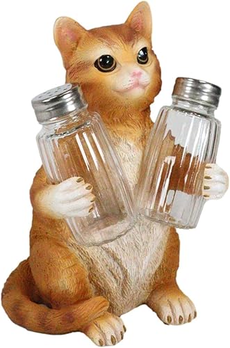 Miniatura 5 de Ebros Gift Gatito felino peludo de cristal para salero y pimentero, figura de 8.25 pulgadas de alto, loco para gatos, gatito, decoración de mascotas